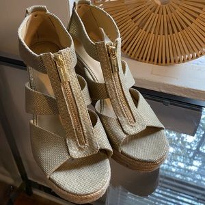 Michael Kors Gold Berkley Wedge Sandals